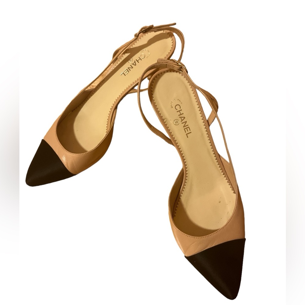 Chanel Toe-Cap Heels with Pearl Detail